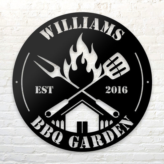 BBQ Grill Garden House Metal Sign