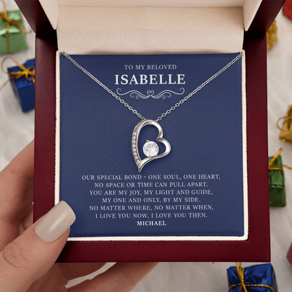 Personalized To My Beloved Forever Love Necklace Gift Box With a Message