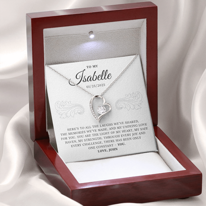 Personalized Forever Love Necklace Gift Box With a Message and a Name