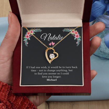 Personalized Forever Love Necklace Gift Box With Name - Black