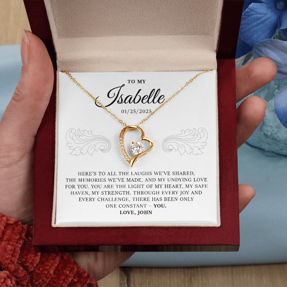 Personalized Forever Love Necklace Gift Box With a Message and a Name