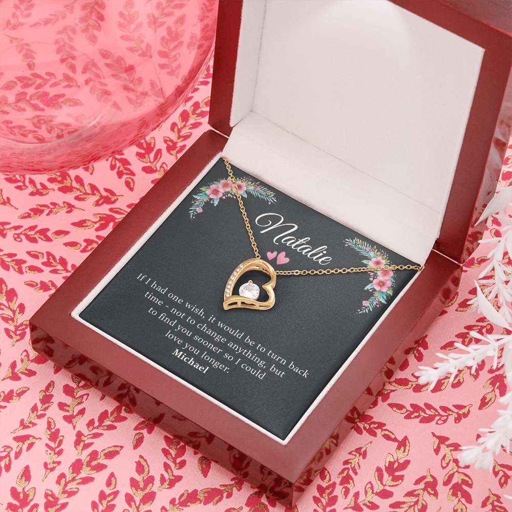 Personalized Forever Love Necklace Gift Box With Name - Black