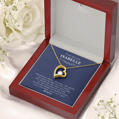 Personalized To My Beloved Forever Love Necklace Gift Box With a Message