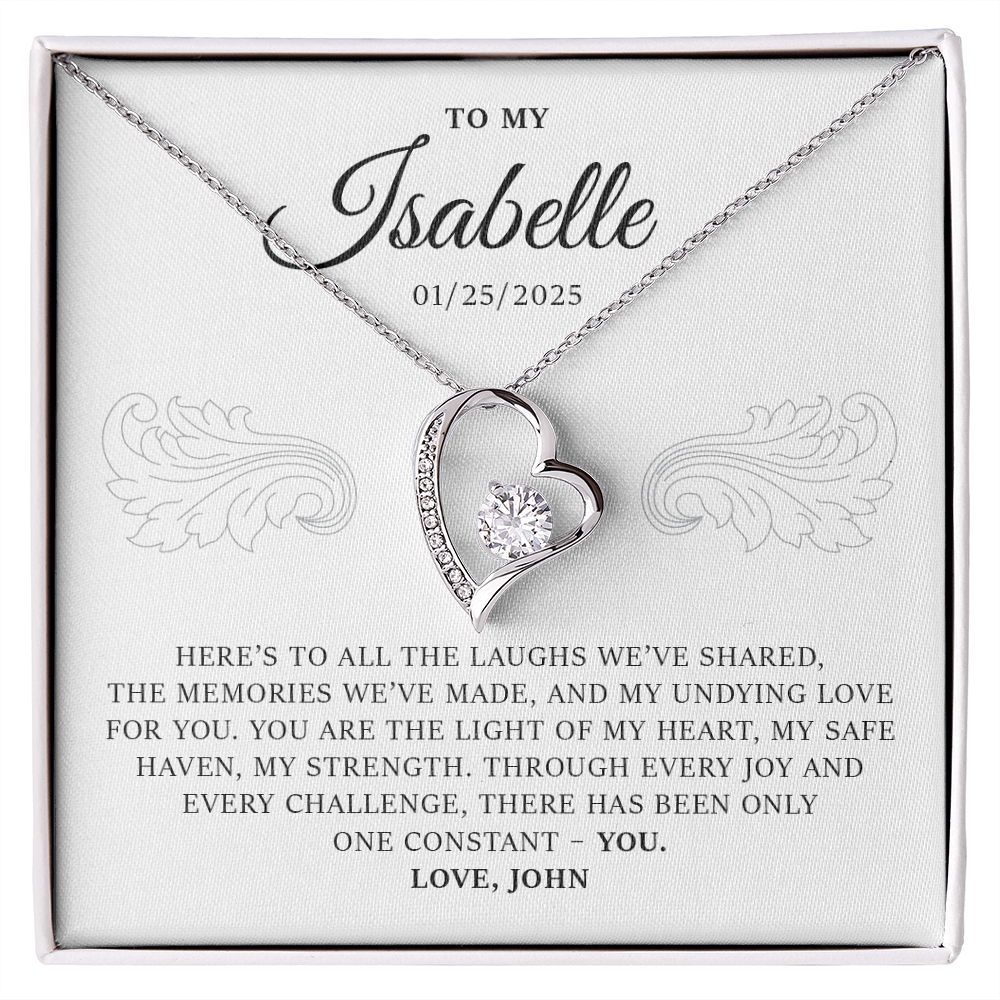 Personalized Forever Love Necklace Gift Box With a Message and a Name