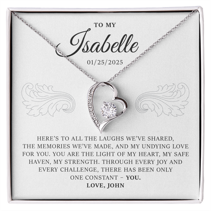 Personalized Forever Love Necklace Gift Box With a Message and a Name