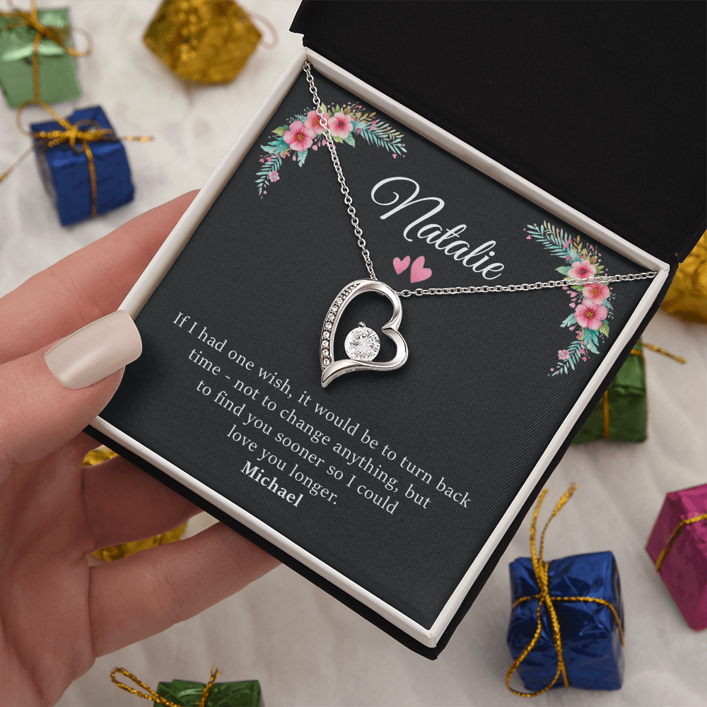 Personalized Forever Love Necklace Gift Box With Name - Black