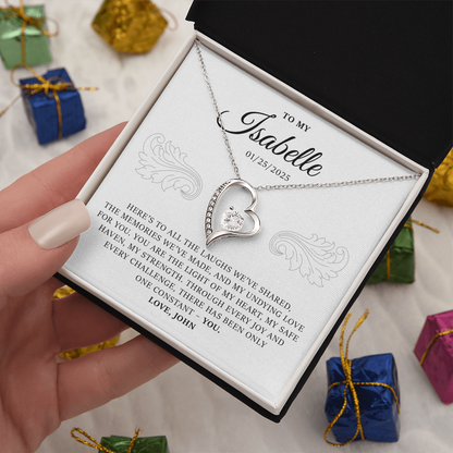 Personalized Forever Love Necklace Gift Box With a Message and a Name