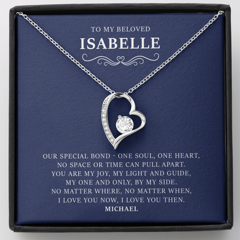 Personalized To My Beloved Forever Love Necklace Gift Box With a Message