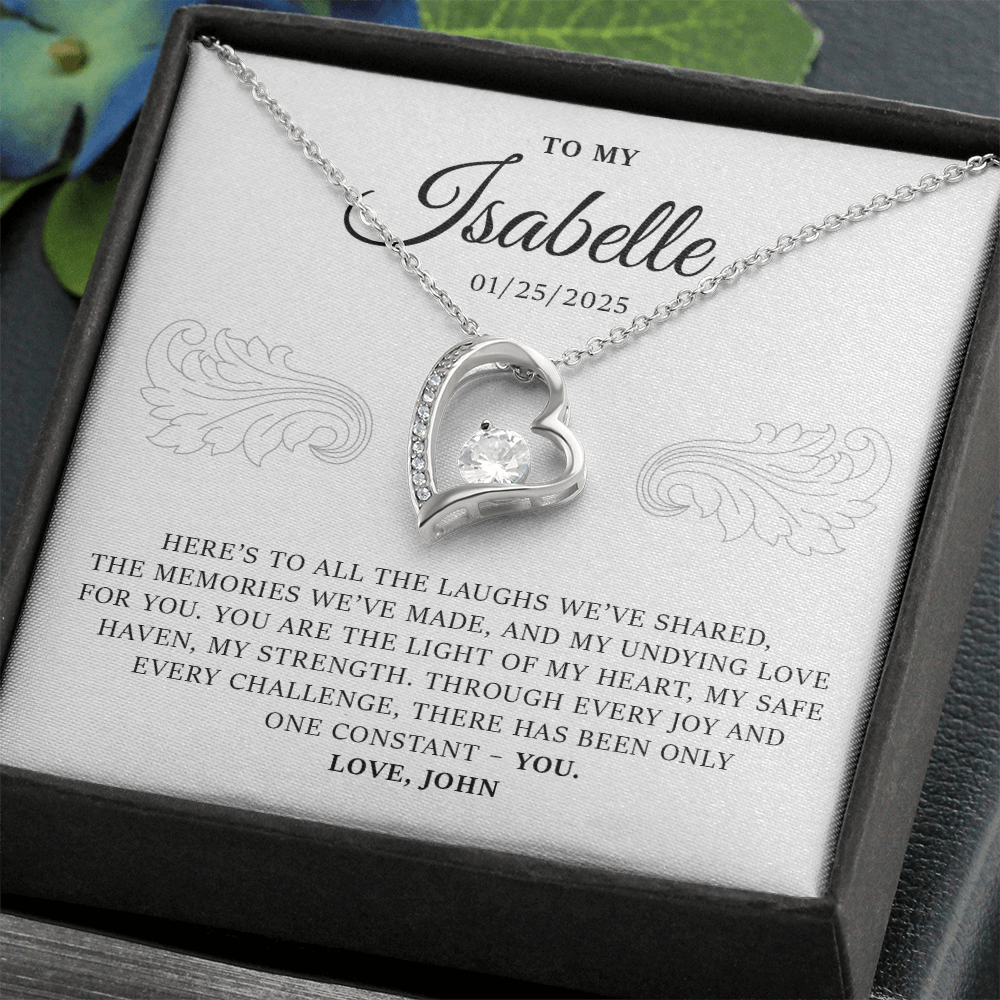 Personalized Forever Love Necklace Gift Box With a Message and a Name