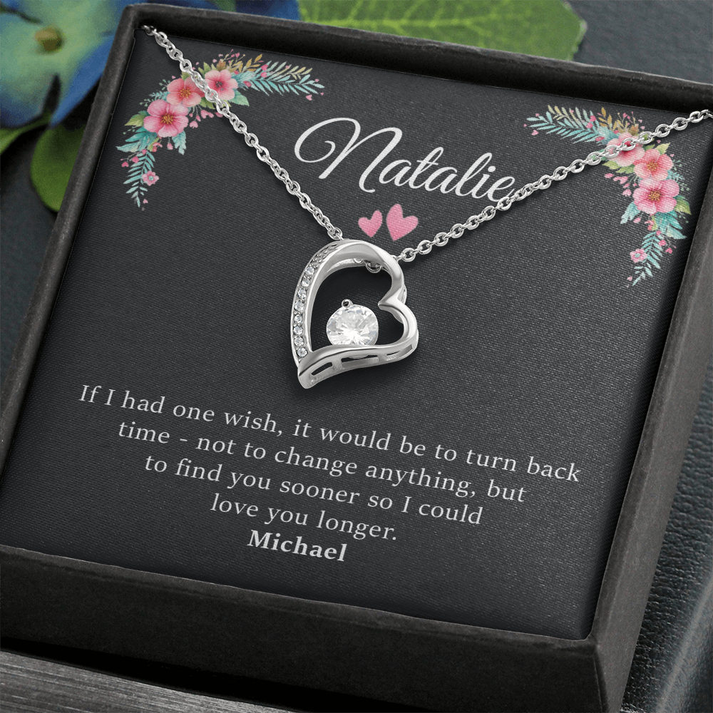 Personalized Forever Love Necklace Gift Box With Name - Black