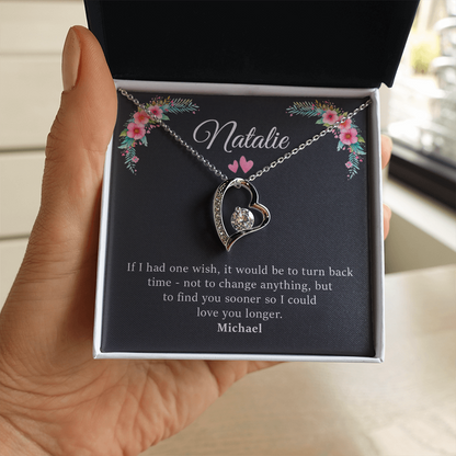 Personalized Forever Love Necklace Gift Box With Name - Black