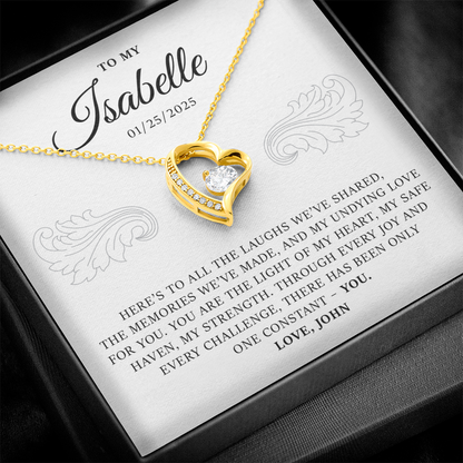 Personalized Forever Love Necklace Gift Box With a Message and a Name