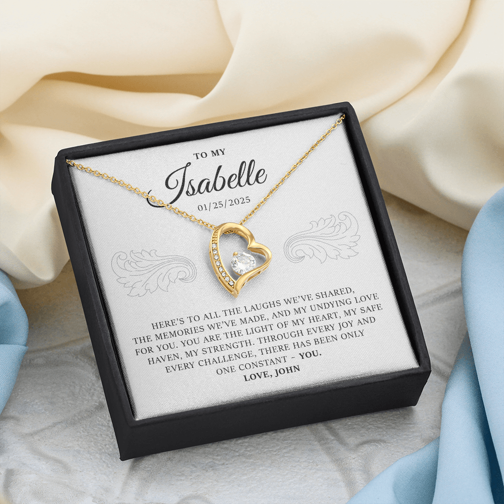 Personalized Forever Love Necklace Gift Box With a Message and a Name