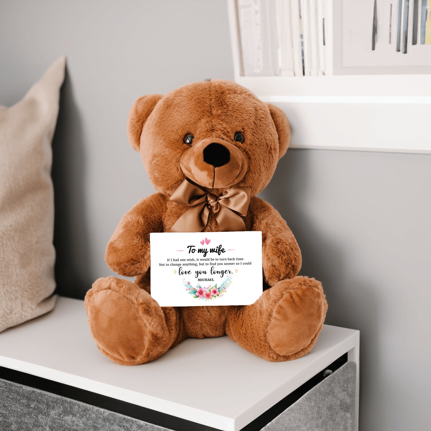 Personalized To My Wife Teddy Bear With Canvas Card