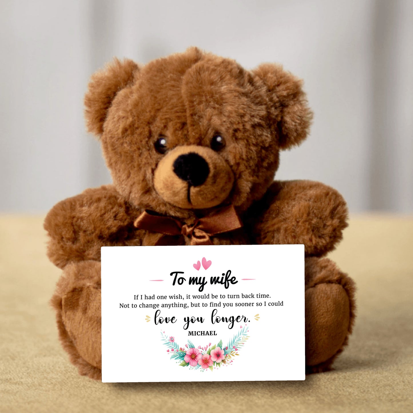 Personalized To My Wife Teddy Bear With Canvas Card