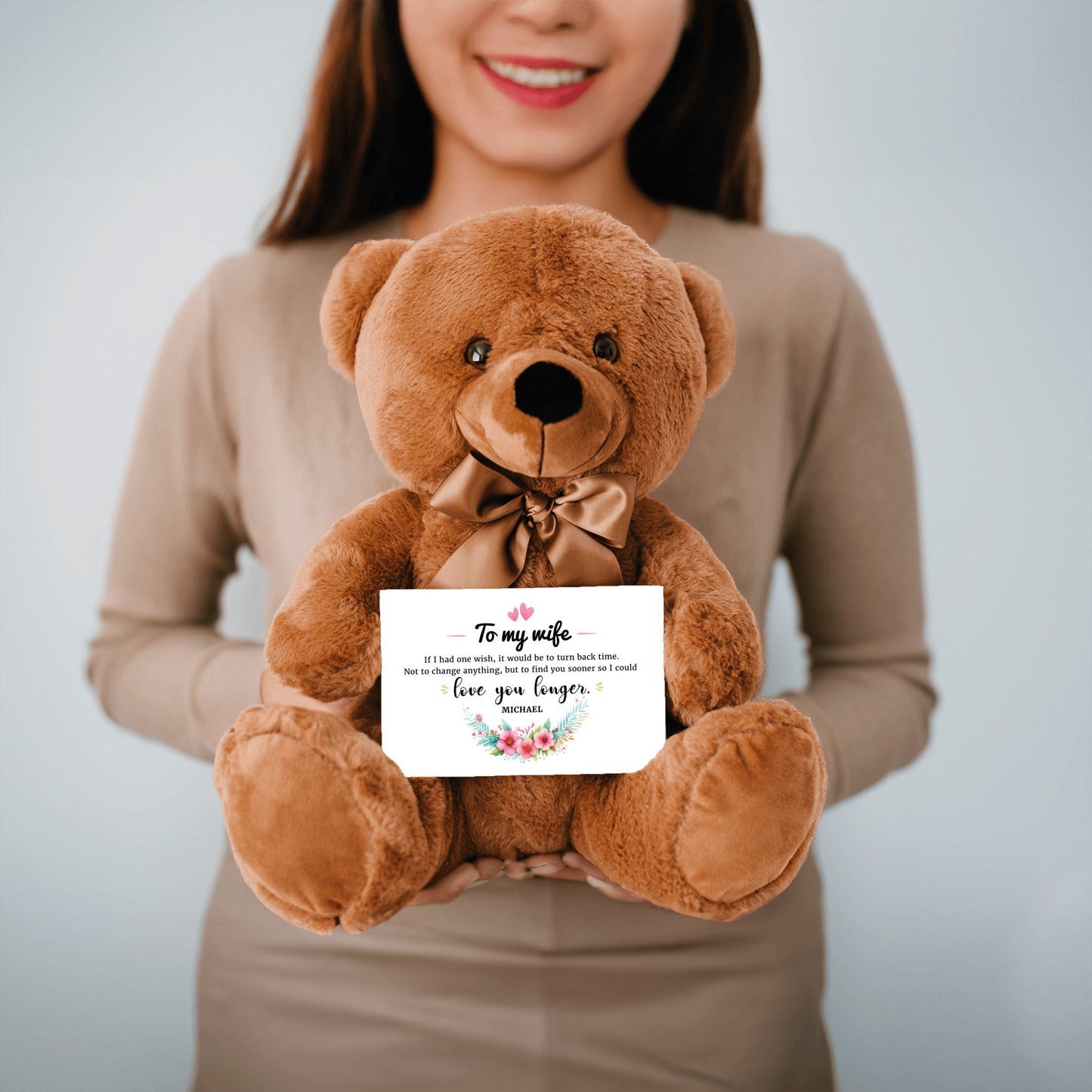 Personalized To My Wife Teddy Bear With Canvas Card