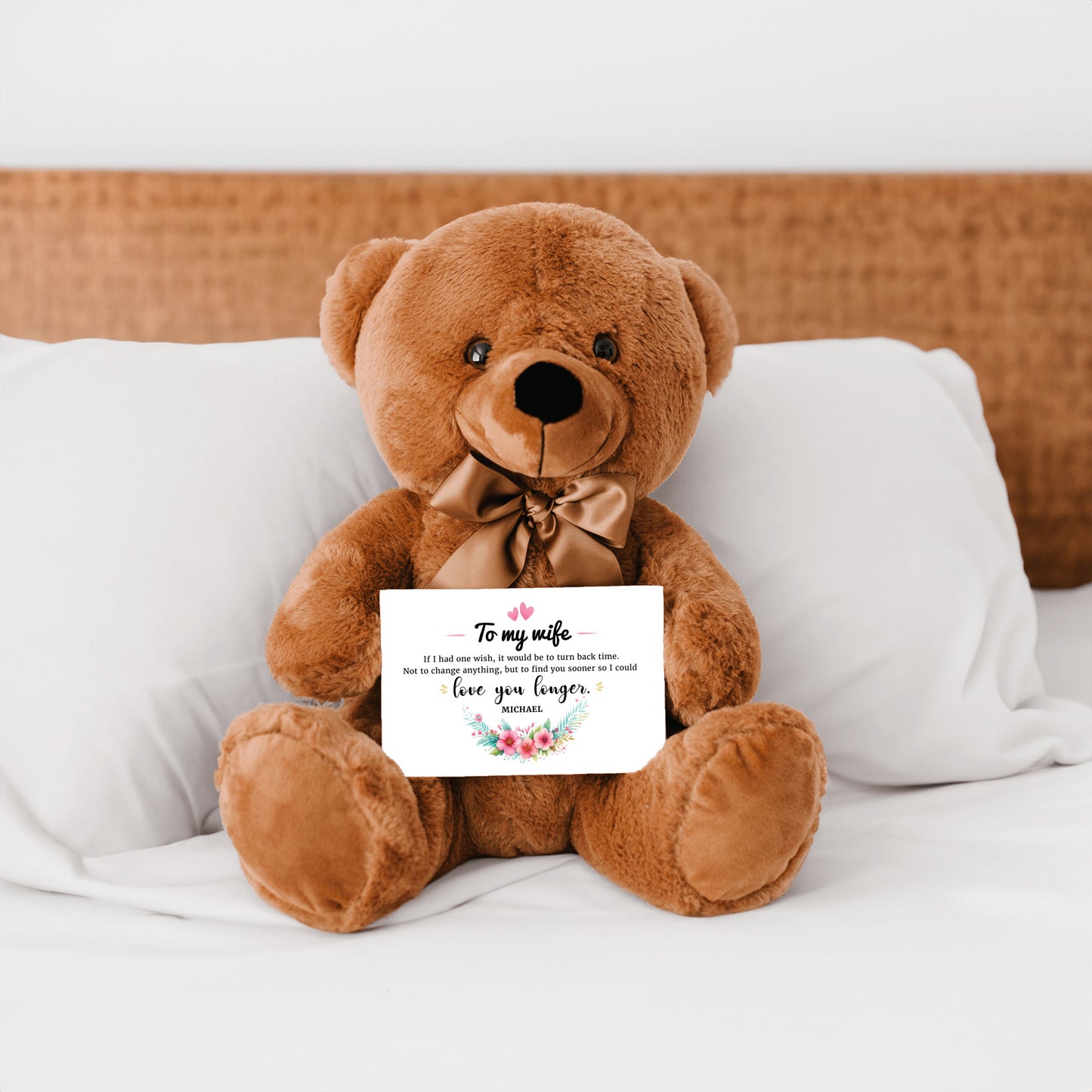 Personalized To My Wife Teddy Bear With Canvas Card